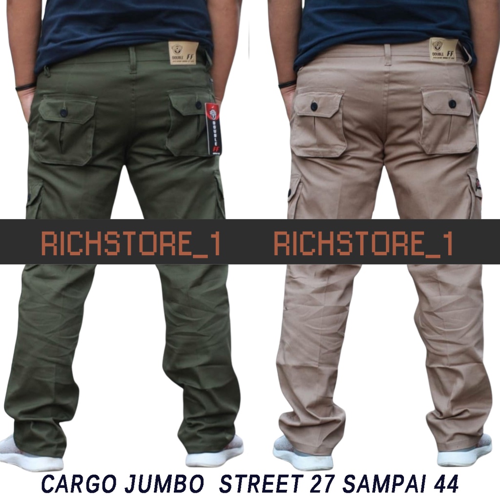 CELANA CARGO PANJANG PRIA JUMBO BIGE SIZE  27 SAMPAI 44