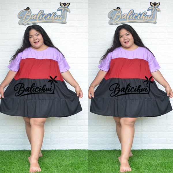 Balicihui Dress Malory Pelangi Jumbo Dress Jumbo Wanita Dress Plus Size Dress Big Size Dress Bali