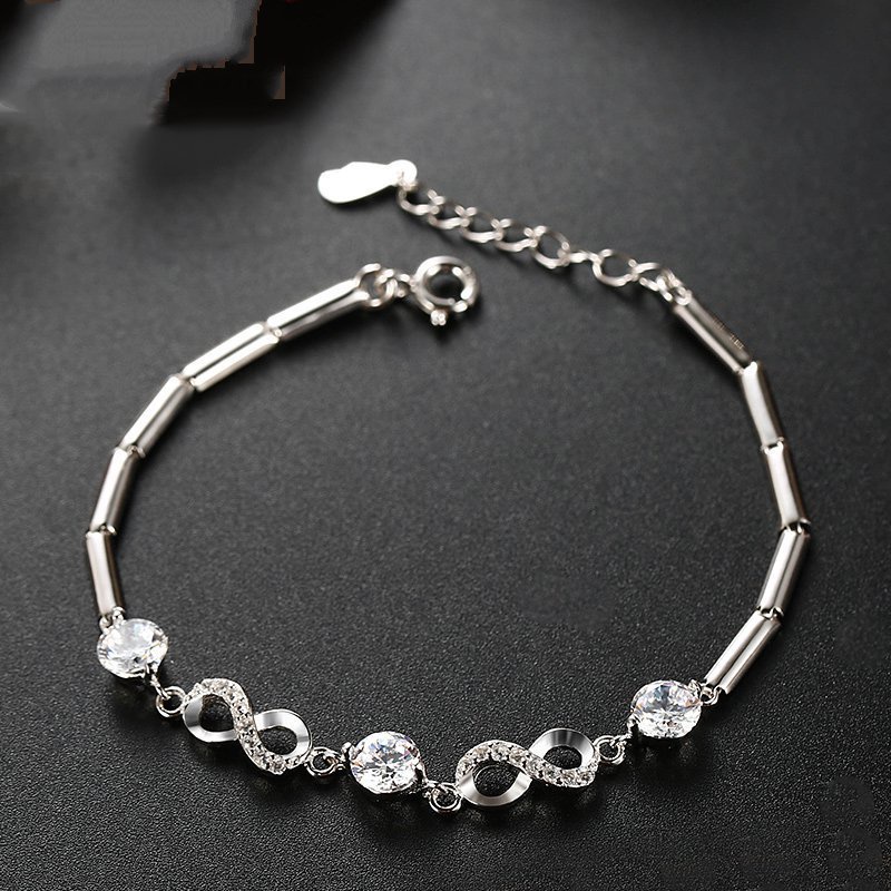 Gelang Model Twist Bahan Stainless Steel 925 Hias Berlian Gaya Korea