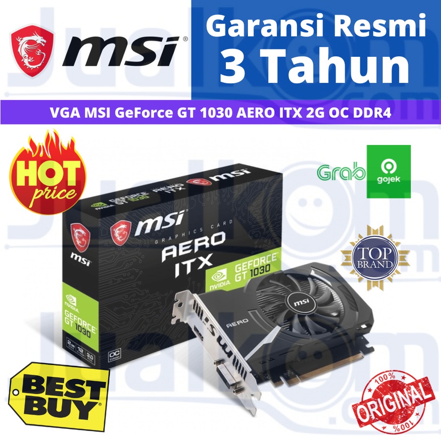 VGA MSI GeForce GT 1030 AERO ITX 2G OC 2GB DDR4 GT1030 Resmi