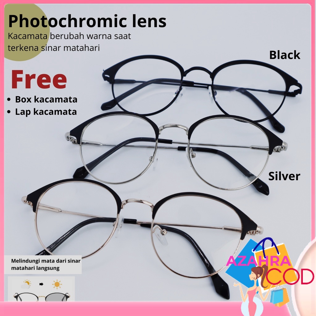 AZAHRA FREE BOX &amp; LAP KACAMATA Kacamata lensa photocromic korea anti radiasi