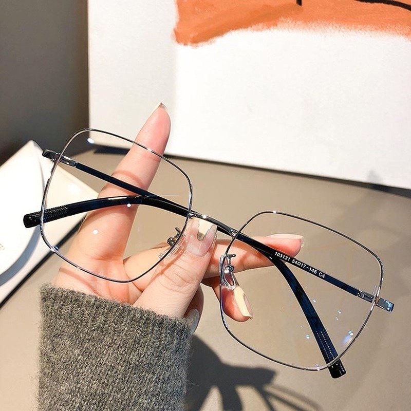 （YUZHU）COD INS Fashion Style Oversized Square Frame Kacamata Untuk Wanita Kacamata Anti Radiasi Untuk Wanita