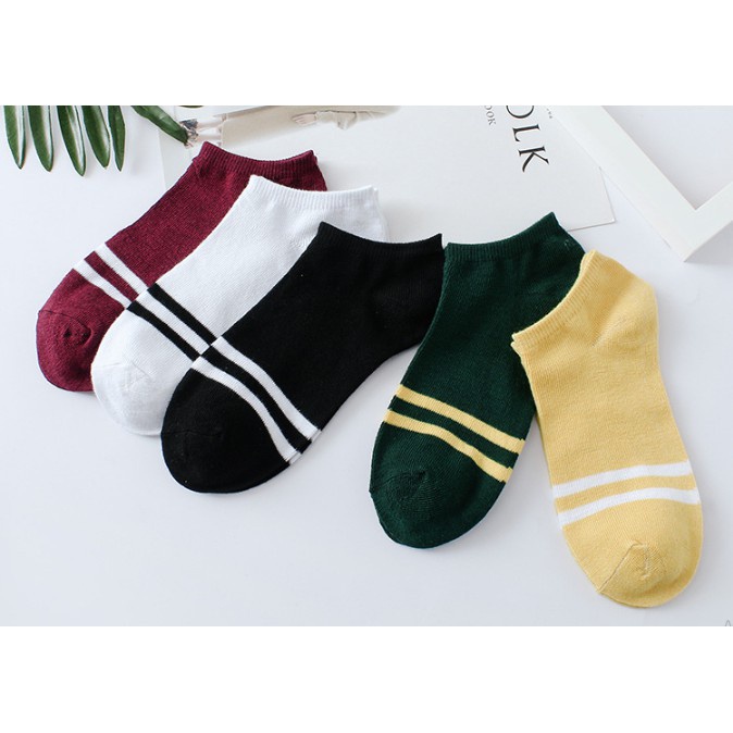 AGG-272 Kaos Kaus Kos Koas Kaki Unisex Ankle Pendek Motif Garis Kombinasi