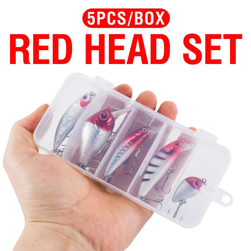 5pcs / Kotak Umpan Pancing Ikan Minnow Mata 3D 1.6g / 7.8g / 5g / 6g / 7g 5 Warna
