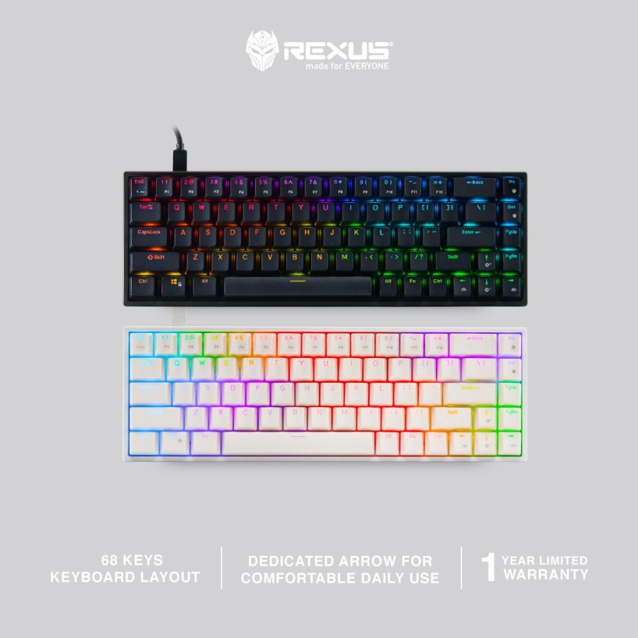 Keyboard Rexus Daiva RX-D68 RXD68 RGB - 68 Keys Hotswapable - Gaming