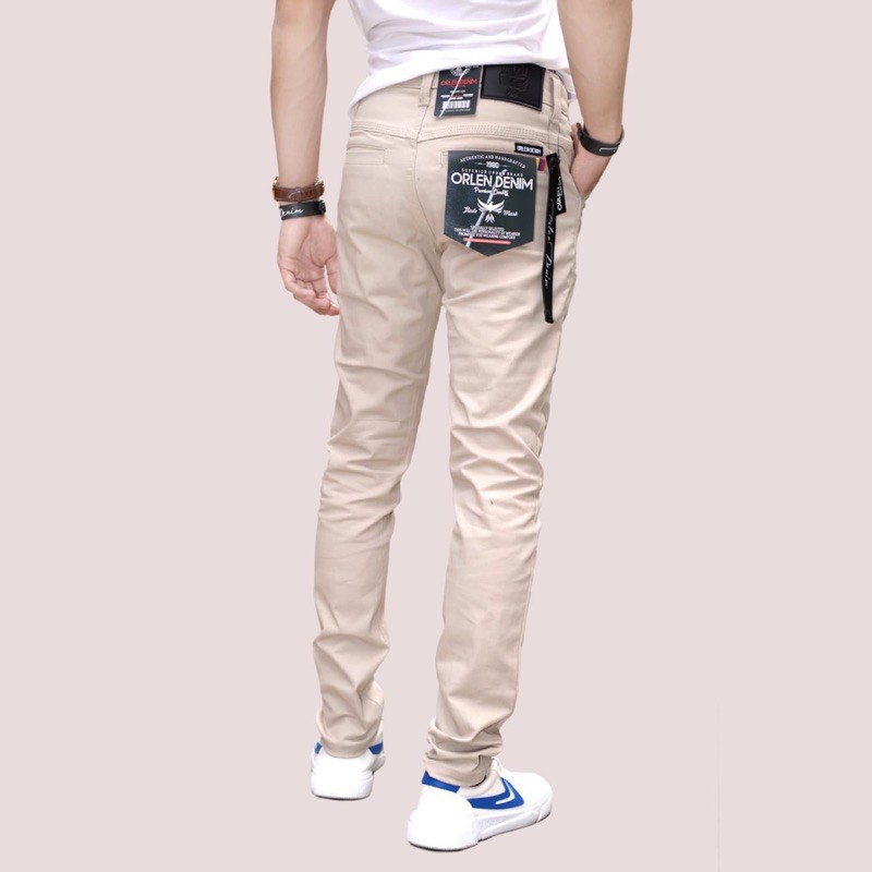 CELANA CHINO CHINOS PANJANG KATUN PRIA SLIMFIT CREAM WARNA KREM - CELANA CHINOS PENSIL