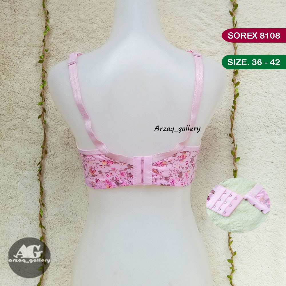 Bra Sorex Art. 8108 Menyusui Motif Bunga Cantik | 8108 Tanpa Kawat Kait 3 Busa Sedang | Bra Wanita  | Bh Wanita | Pakaian Dalam Wanita