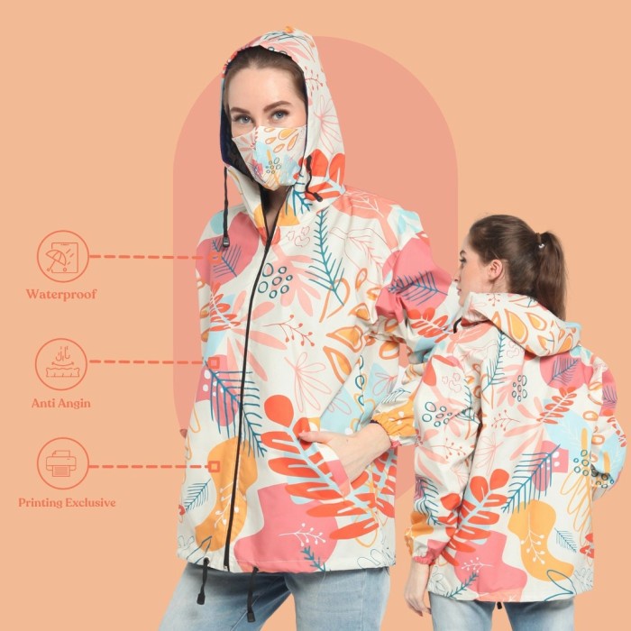 Jaket Wanita jaket parasut wanita printing motif cream/jaket gowes/jaket sepeda(C4B7) TERBARU Jaket 
