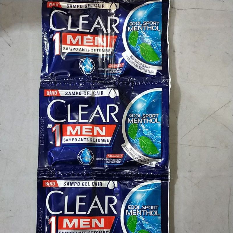 clear men sport menthol shampo sachet 1set isi 6 strip x 9ml