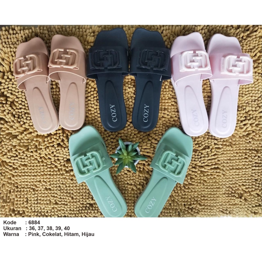 SANDAL TEPLEK EMPUK/RINGAN MOTIF CHANEL 6884 / TERLARIS 2021