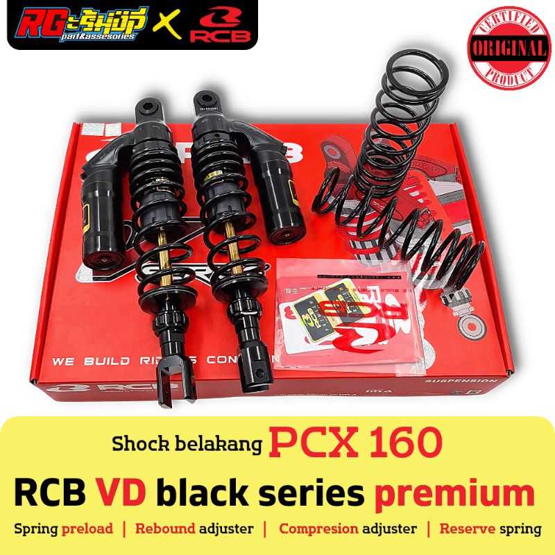 Shock shockbreker belakang PCX 160 2021 racing boy rcb VD black series premium 360mm original