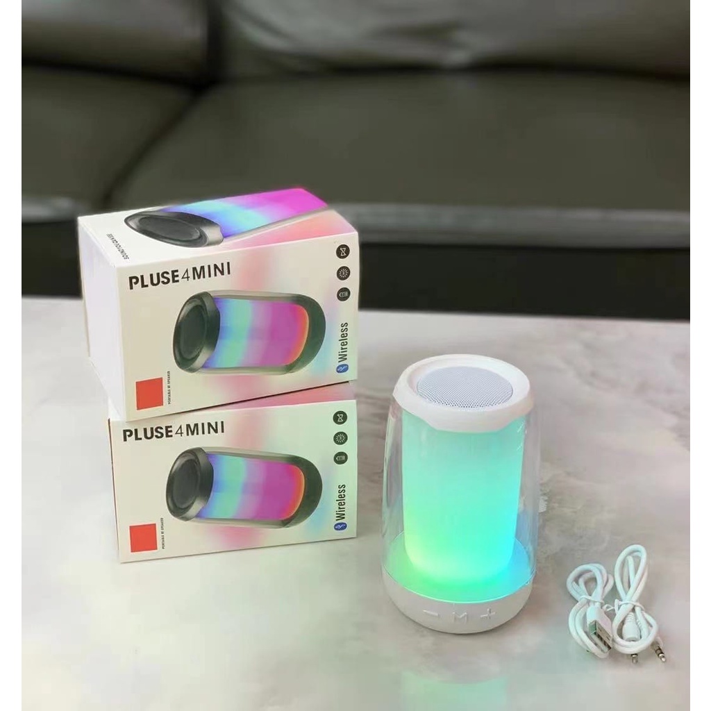 Speaker Bluetooth PULSE 4 Mini Spiker Mini Portable PULSE4 Sepiker Mini Super Bass Lampu LED