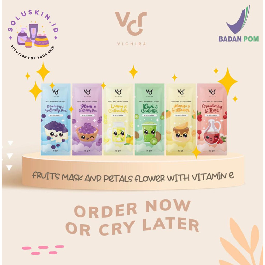 [STAR DISTRIBUTOR] [BPOM] VICHIRA FRUIT MASK PETALS FLOWER | WASH OFF MASK | MASKER WAJAH VICHIRA