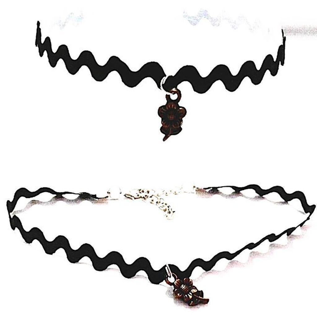 Zigzag Choker Necklace Bronze Flower B | Kalung Handmade