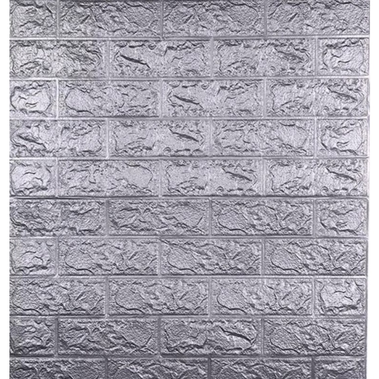 Wallpaper Bata 3D Foam 70x77cm BrickFoam Premium Warna-Abu²