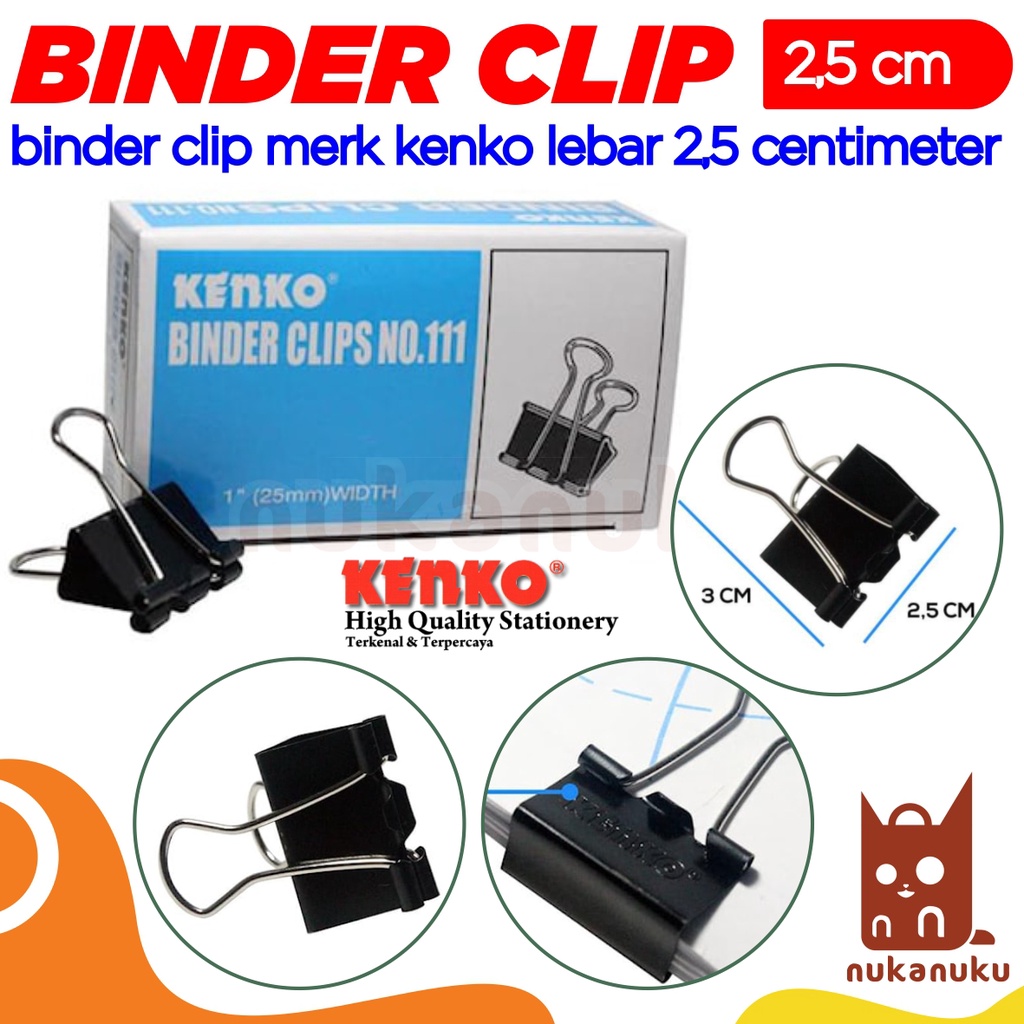 

NUKANUKU - Binder Clip / Binder Clips / Penjepit Binder / Penjepit Kertas / Binder Clip 111 KENKO