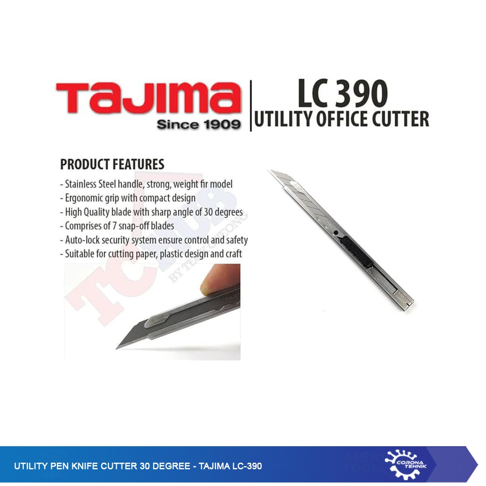 Utility Pen Knife Cutter 30 Degree - Tajima LC-390