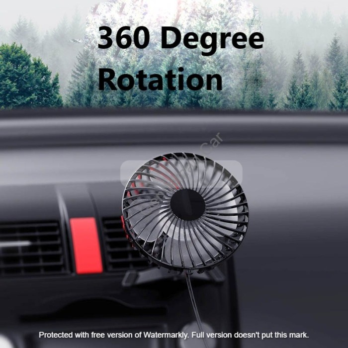 Car Fan USB 360° (Air Vent + Dashboard) Kipas Angin Mini AC Mobil