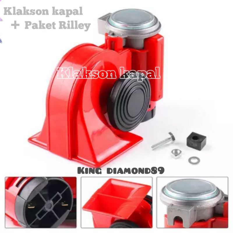 Klakson kapal Compact Horn Dual Tone Stereo Angin 12v paket Rilley