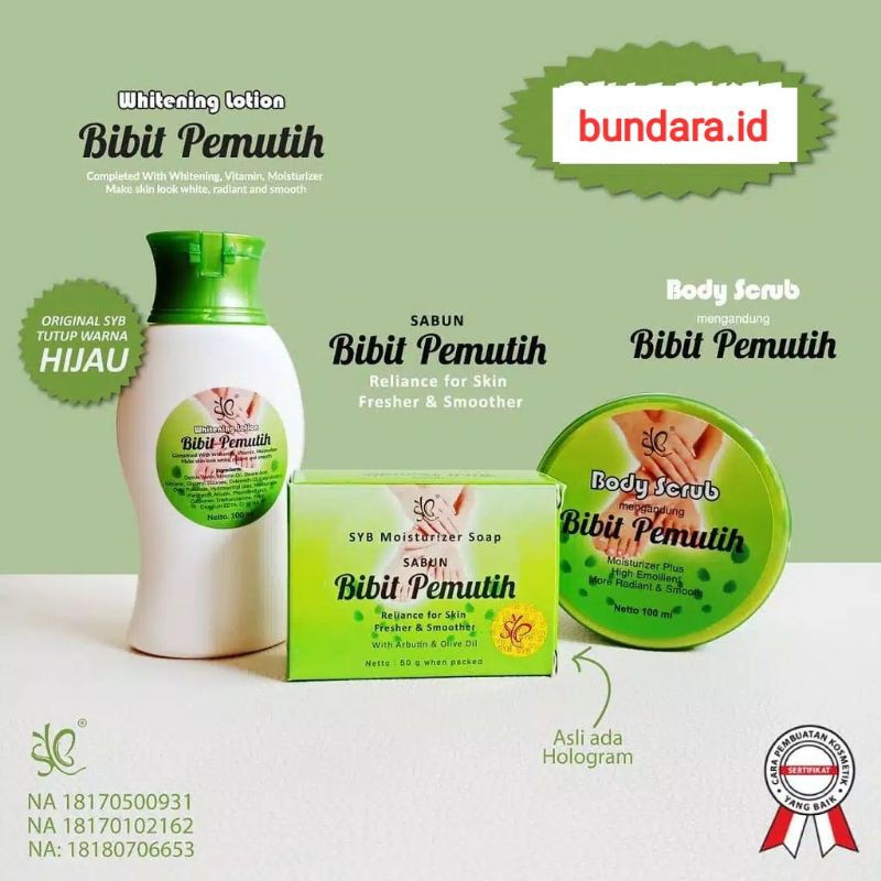 Medan Termurah (3in1 Satu paket) &amp; BPOM Sabun Lotion Lulur Paket Perawatan Pemutih SYB