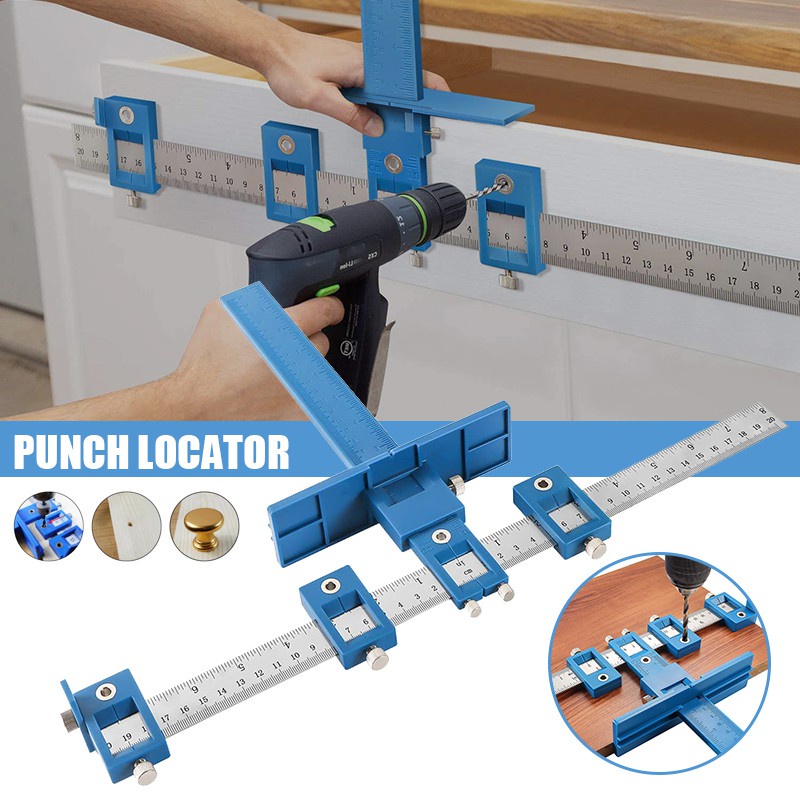 Punch Locator Drill Guide Sleeve Cabinet Hardware Jig Drawer Pull Wood Dowel HOT 