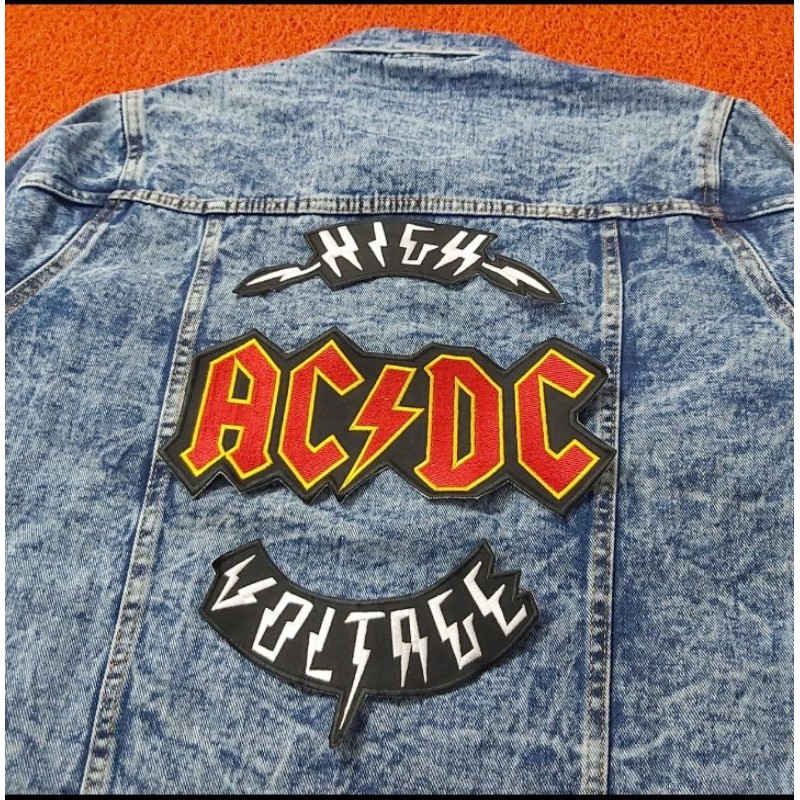 set backpatch bordir acdc band aksesori jaket