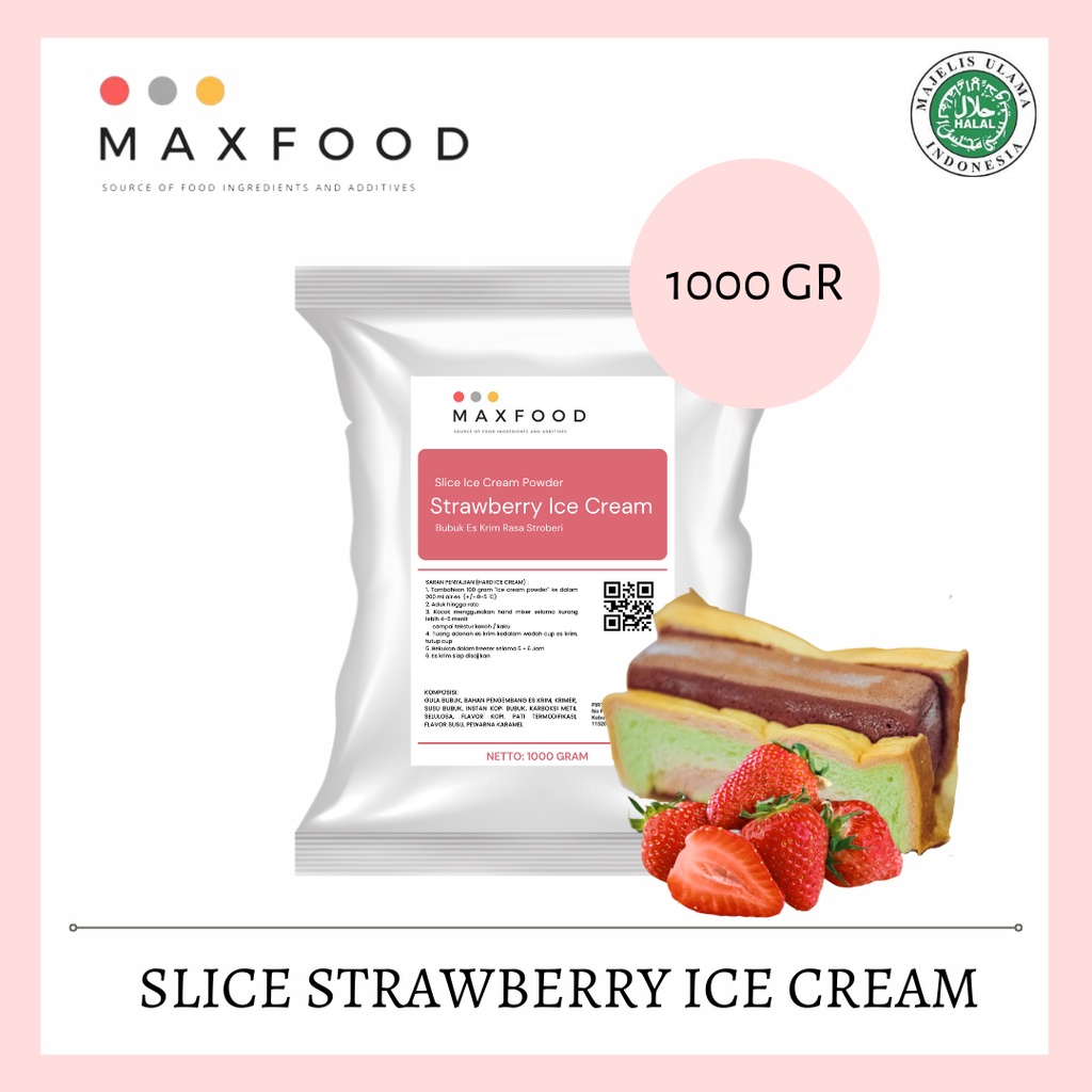 

MAXFOOD - Slice Strawberry Ice Cream Powder / Bubuk Es Potong Rasa Stroberi 1 Kg
