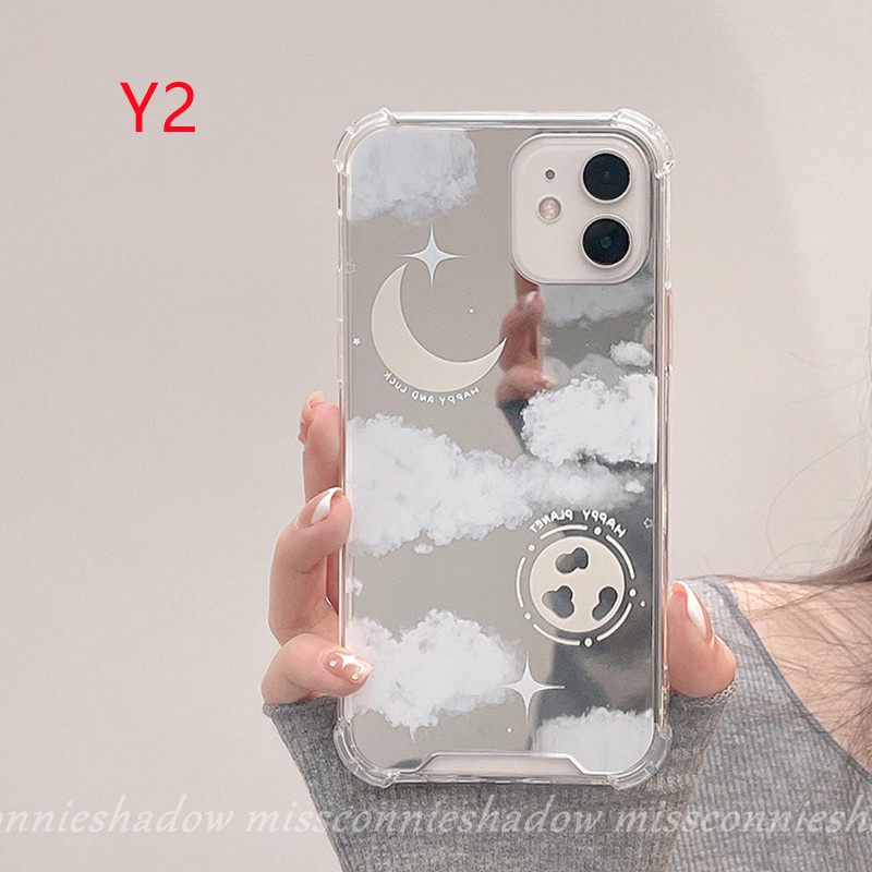 Soft Case TPU Motif Bunga / Daun / Bulan / Cermin Cover IPhone 11 13 12 Pro Max 7 8 Plus XR X XS Max SE 2020