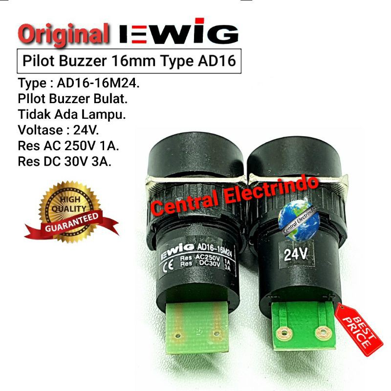 Pilot Buzzer Bulat EWIG 16mm 24V AD16-16M24.