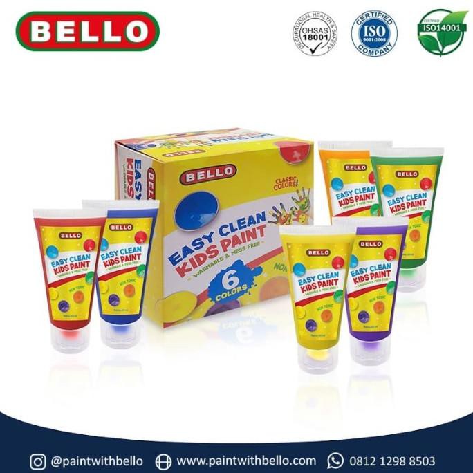 

PERALATAN MELUKIS BELLO EASY CLEAN KIDS PAINT - CAT WASHABLE LUKIS ANAK - 1SET: 6X60ML ALAT LUKIS