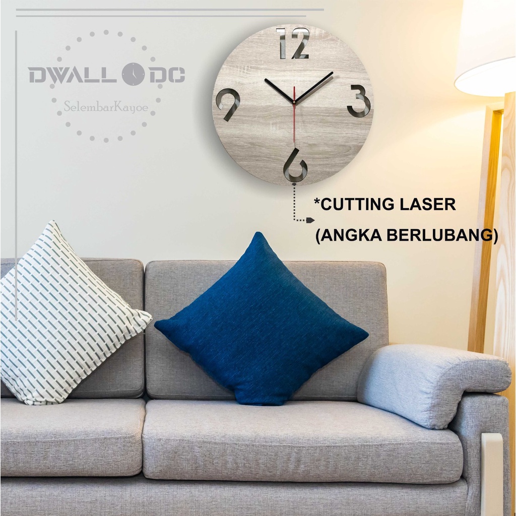 JAM DINDING KAYU BESAR 40 cm GARANSI 1 THN. [SWEEP MOVEMENT SERIES] - Jam Dinding Minimalis - Pvc Interior - Jam Dinding Middle Cutting Laser | AESTHETIC ART MINIMALIS | HIASAN DEKORASI | - by Selembarkayoe