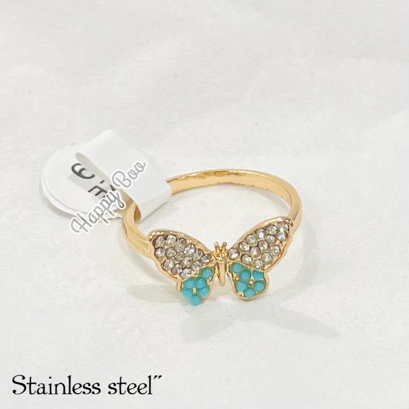 cincin cin-cin butterfly permata stainless rhodium bl1