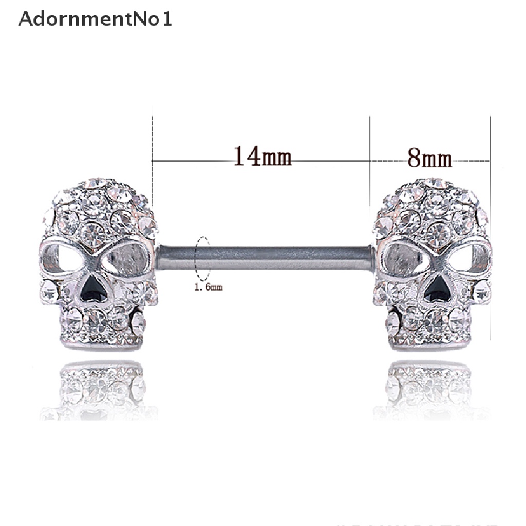 (AdornmentNo1) 1pc Cincin Tindik Puting Desain Tengkorak Hias Kristal Gaya Sexy / Industri Untuk Wanita