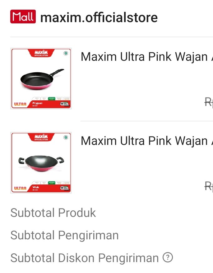 Maxim Ultra Pink Wajan Penggorengan Teflon Anti Lengket 30cm Wok