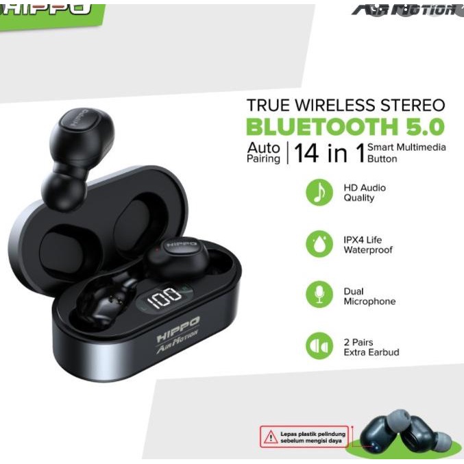 Hippo TWS Airmotion Bluetooth V 5.0 Dynamik Speaker Dual Mic IPX4 Life