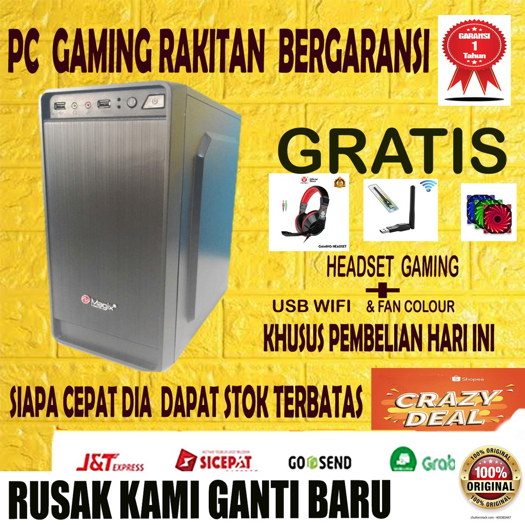 CPU PC KOMPUTER DESKTOP GAMING RAKITAN ALL IN ONE FULLSET MURAH CORE i3  HDD RAM 4GB AFF15