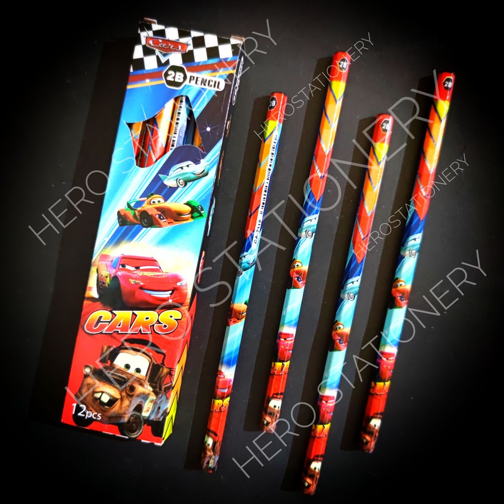 

2B Pencil pensil motif cars . 12 unit