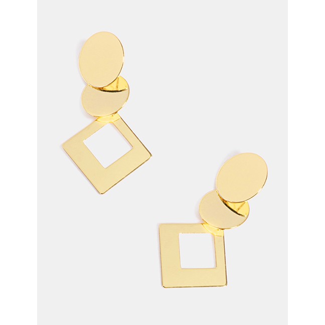 LRC Anting Tusuk Fashion Gold Alloy Square Earrings F69849