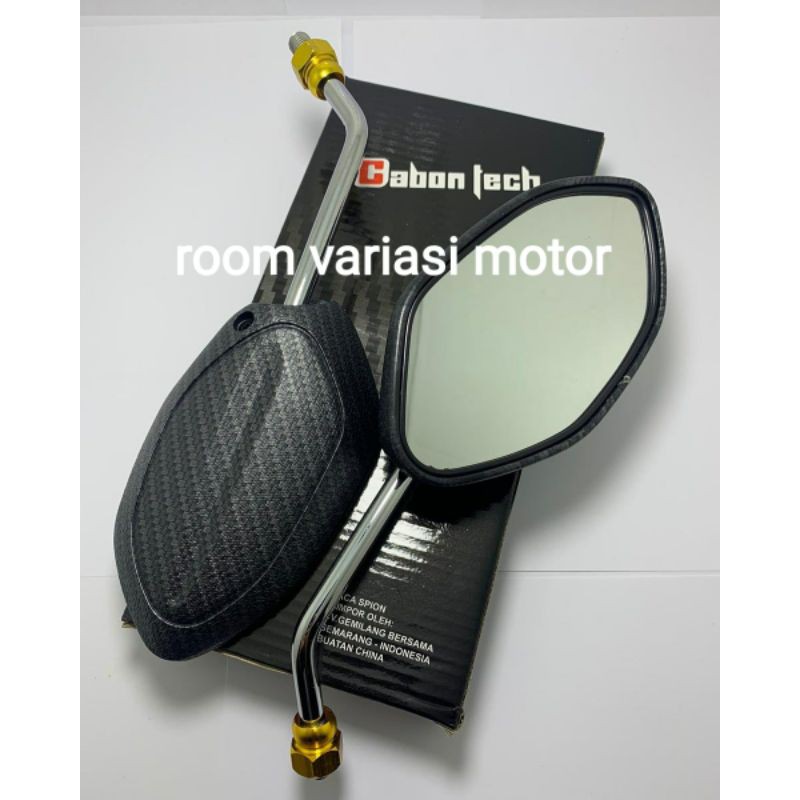 SPION BEAT CARBON TANGKAI CHROME DRAT HONDA BEAT VARIO SCOOPY PCX SUPRA KHARISMA REVO DLL