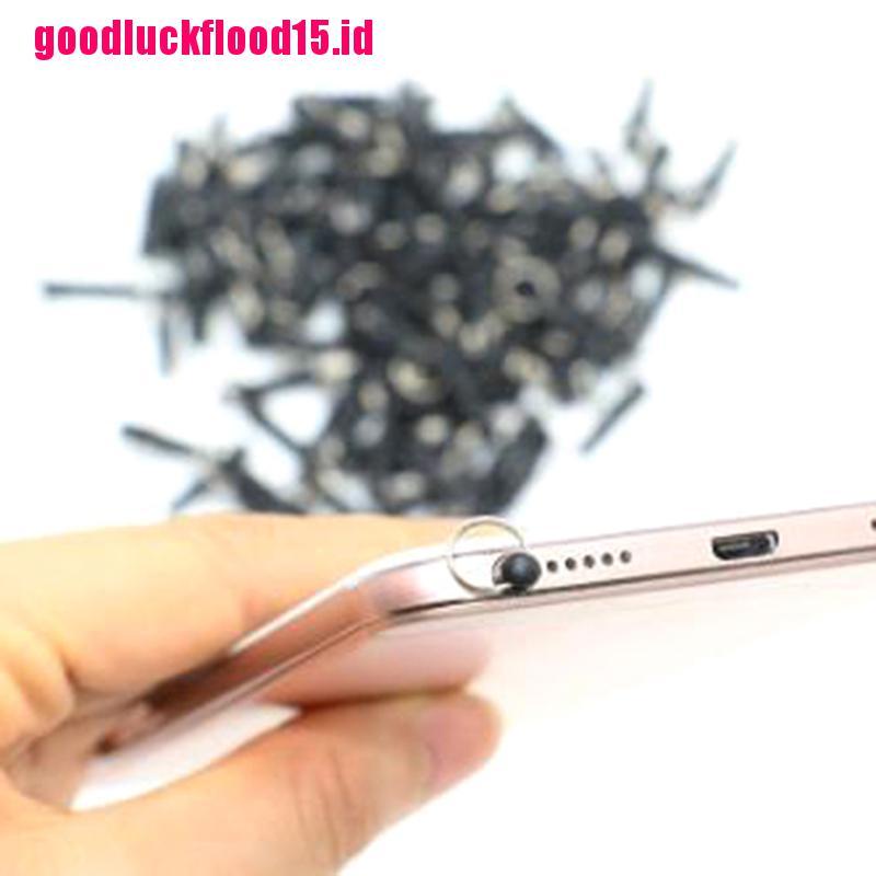 (LUCKID) 50pcs Plug Headphone Universal 3.5mm Warna Hitam Dengan Lubang