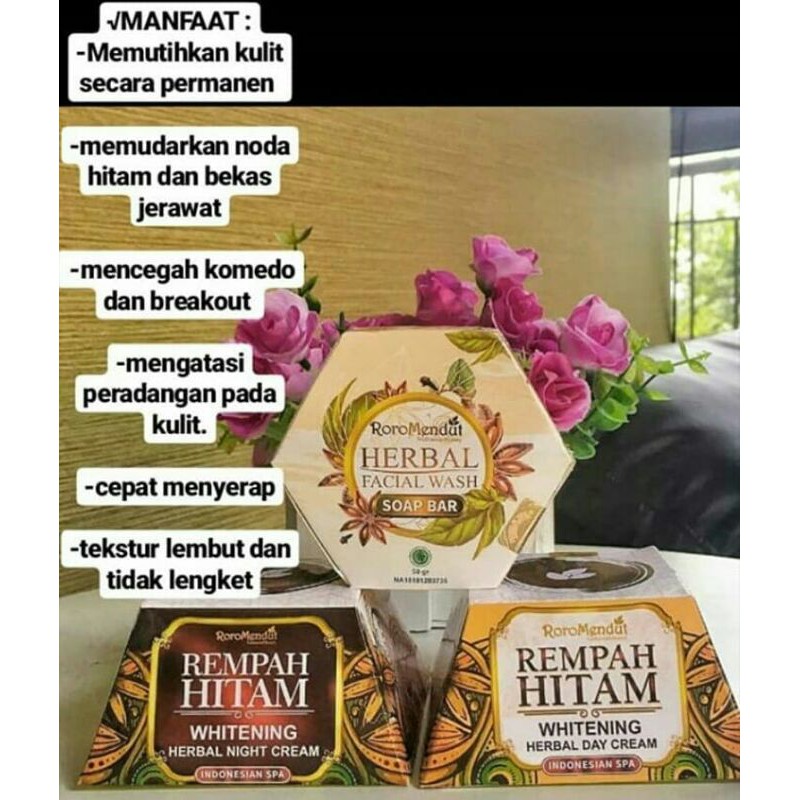 Krim Pemutih Wajah Permanen BPOM Alami Aman Bumil dan Busui Roromendut Rempah Hitam Whitening