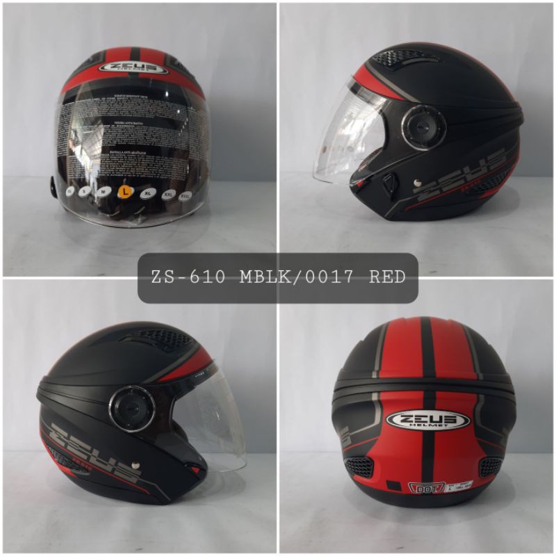 HELM ZEUS ZS - 610 MOTIF MATT BLACK / 0017 RED