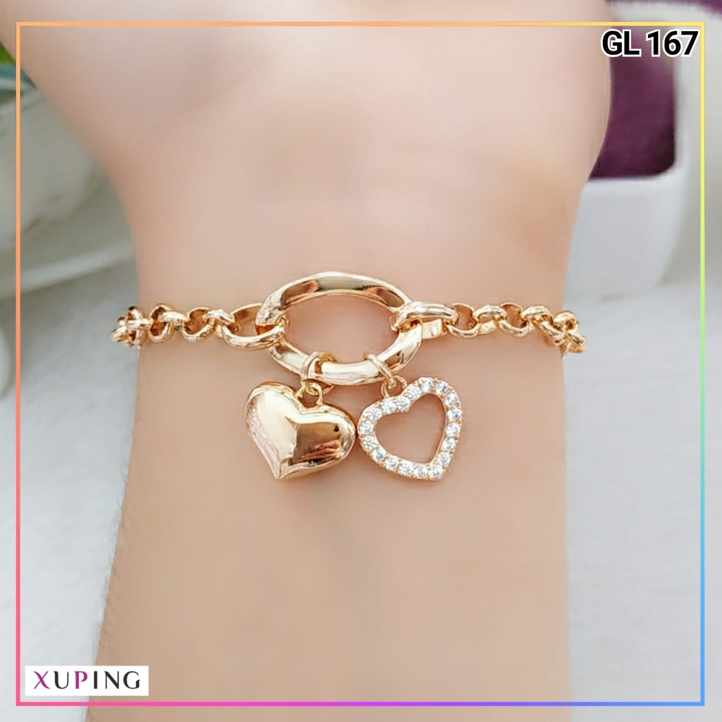Gelang xuping ori gelang dewasa jurai love kombi plat permata  terbaru bahan premium perhiasan wanita lapis emas gold GL 167