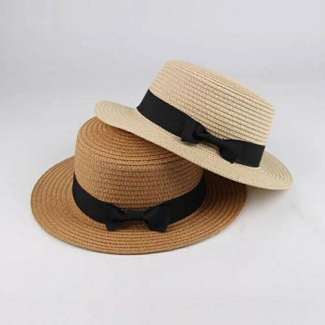 TOPI BOATER ELLE POLOS / BOATER HAT / TOPI BULAT IMPORT