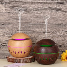 Taffware Ultrasonic Humidifier Aroma Essential Oil Diffuser Wood Design 130ml - KJR11 - Dark Brown