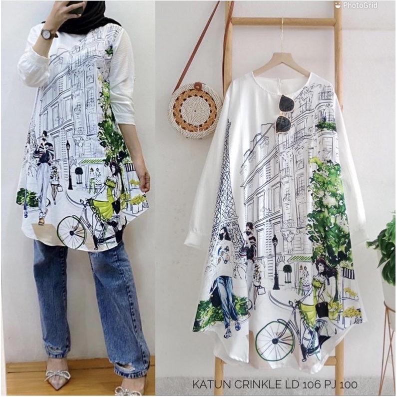 tunik print crinkle