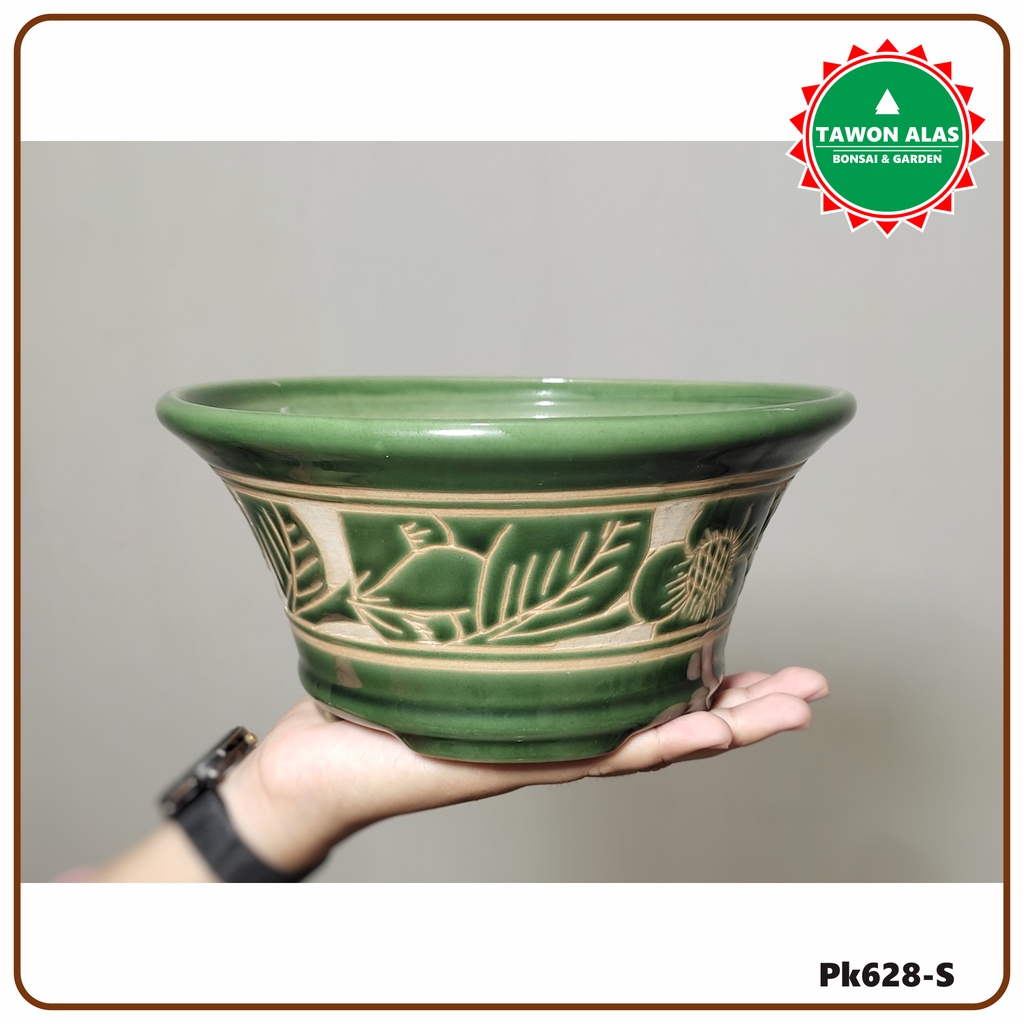 Pot Bonsai Keramik Bulat Bundar Small Mini Mame