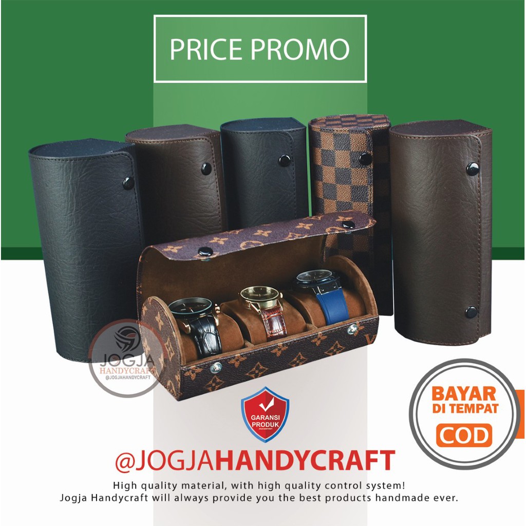 Traveller Watch Case Tube / Tempat Jam Tangan Sport Isi 3 Hitam Merah