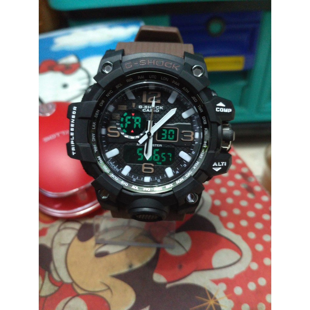 Jam Tangan Pria Dual Time Casio G-Shock GWG-1000 Tali Coklat