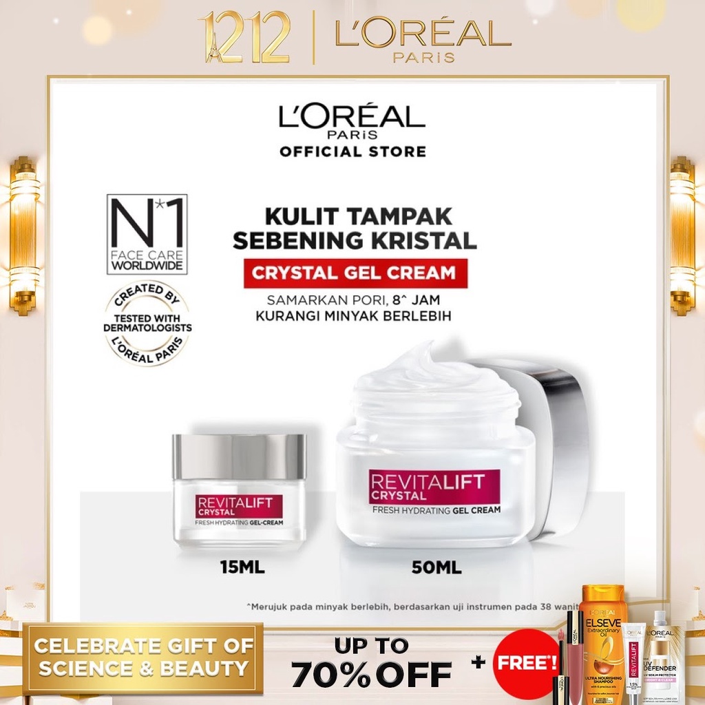 L'Oreal Paris Revitalift Crystal Gel Cream (Wajah tampak sebening kristal) - Skincare Loreal